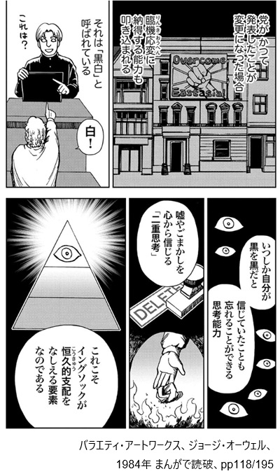 バラエティ・アートワークス、ジョージ・オーウェル、 1984年 まんがで読破、pp118/195