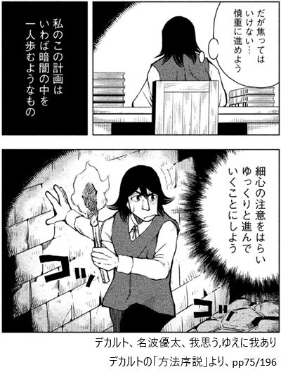 デカルト、名波優太、我思う,ゆえに我あり デカルトの「方法序説」より、pp75/196